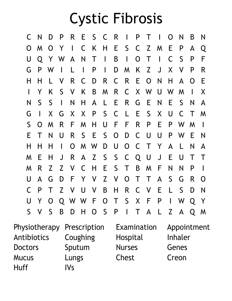 Cystic Fibrosis Word Search