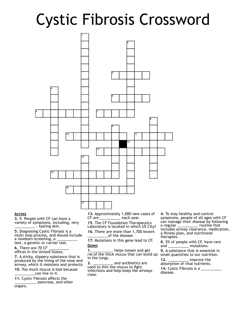 Cystic Fibrosis Crossword