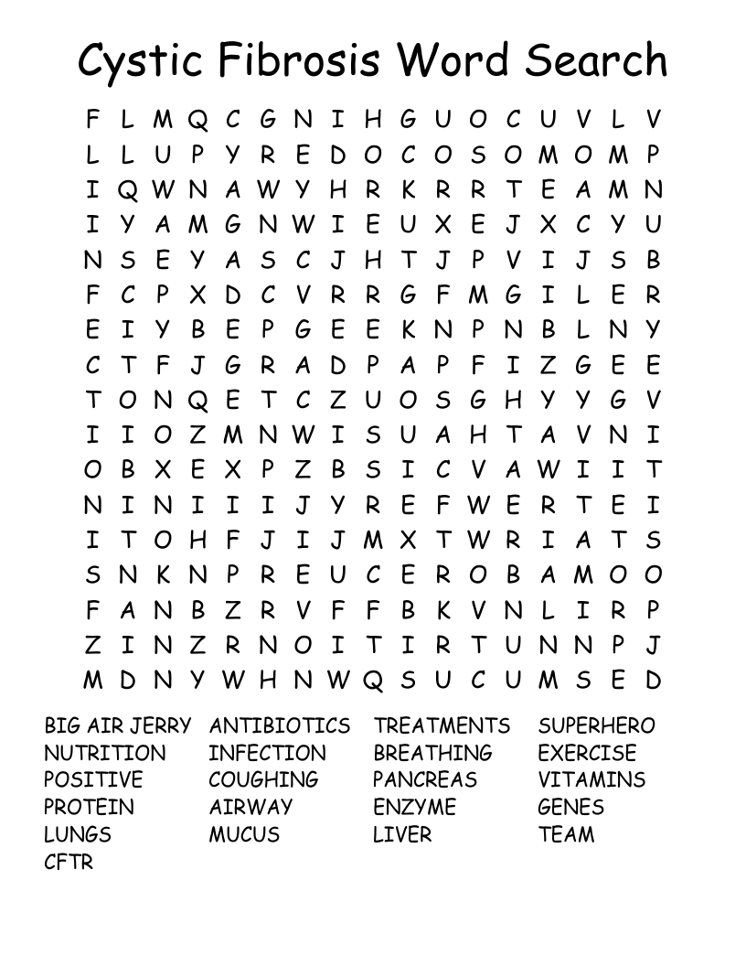Cystic Fibrosis Word Search