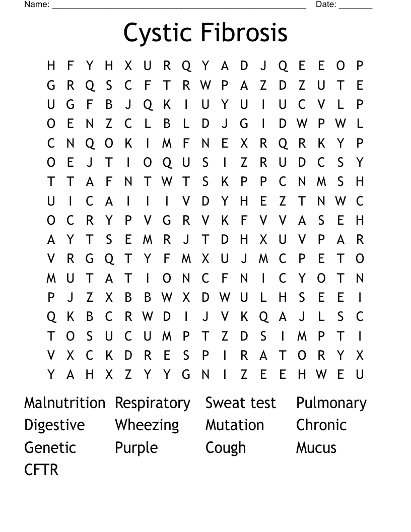 Cystic Fibrosis  Word Search