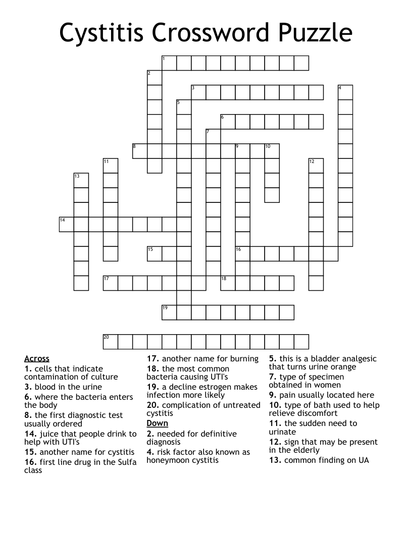 Cystitis Crossword Puzzle