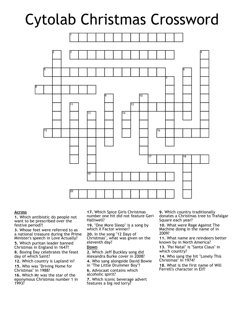 Cytolab Christmas Crossword
