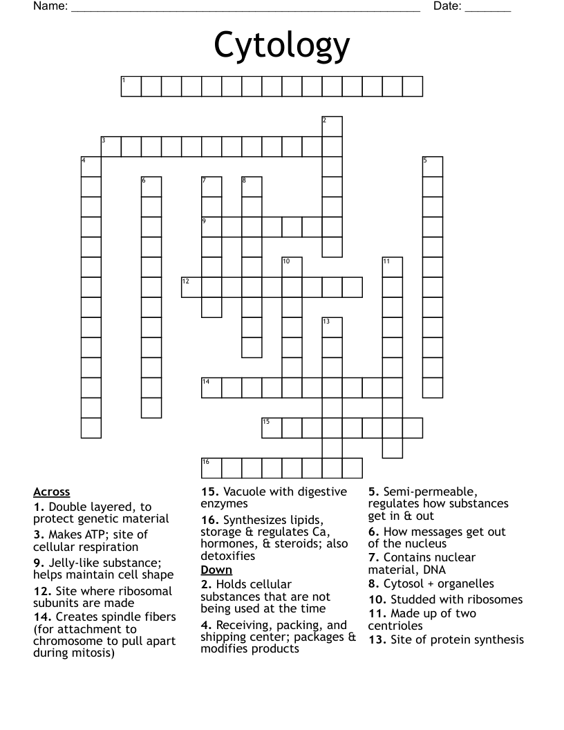 Cytology Crossword