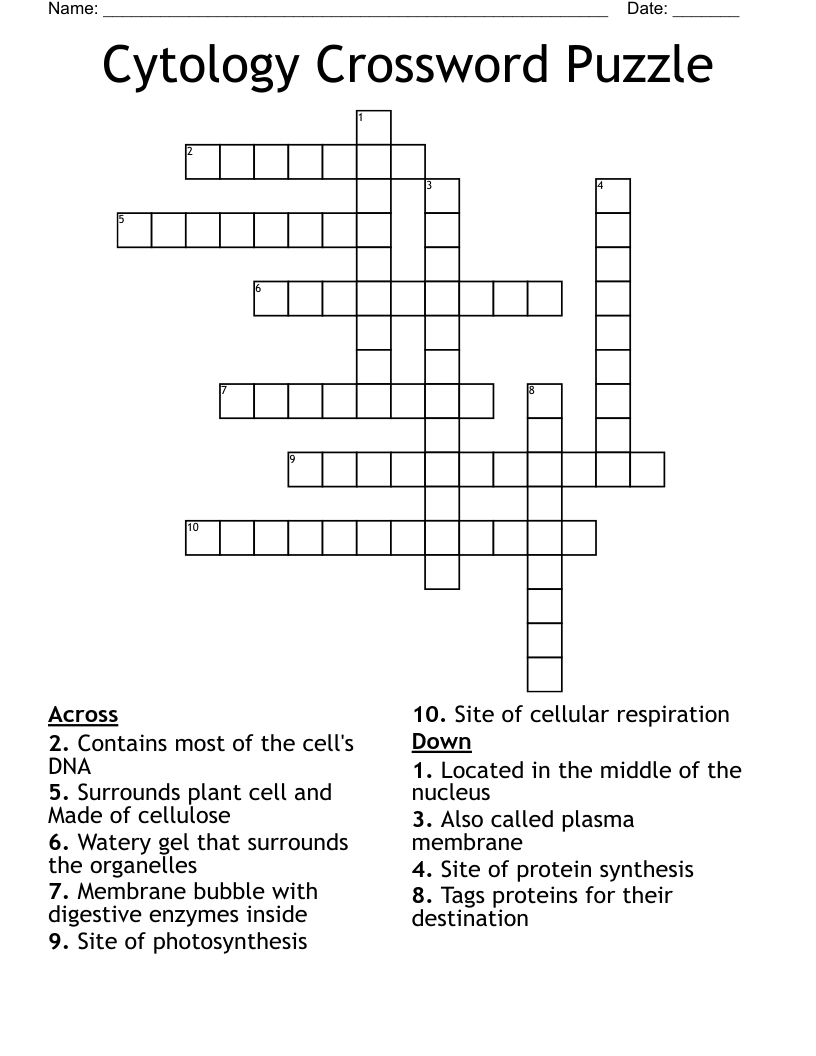 Cytology Crossword Puzzle