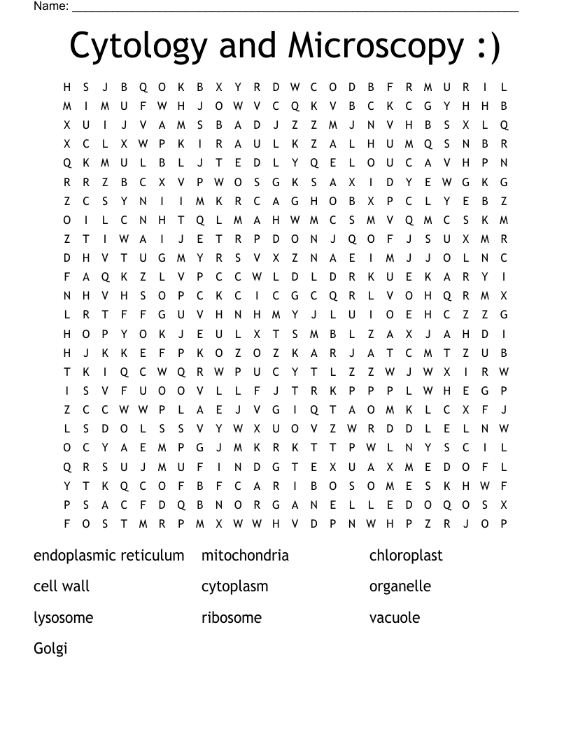 Cytology and Microscopy :) Word Search