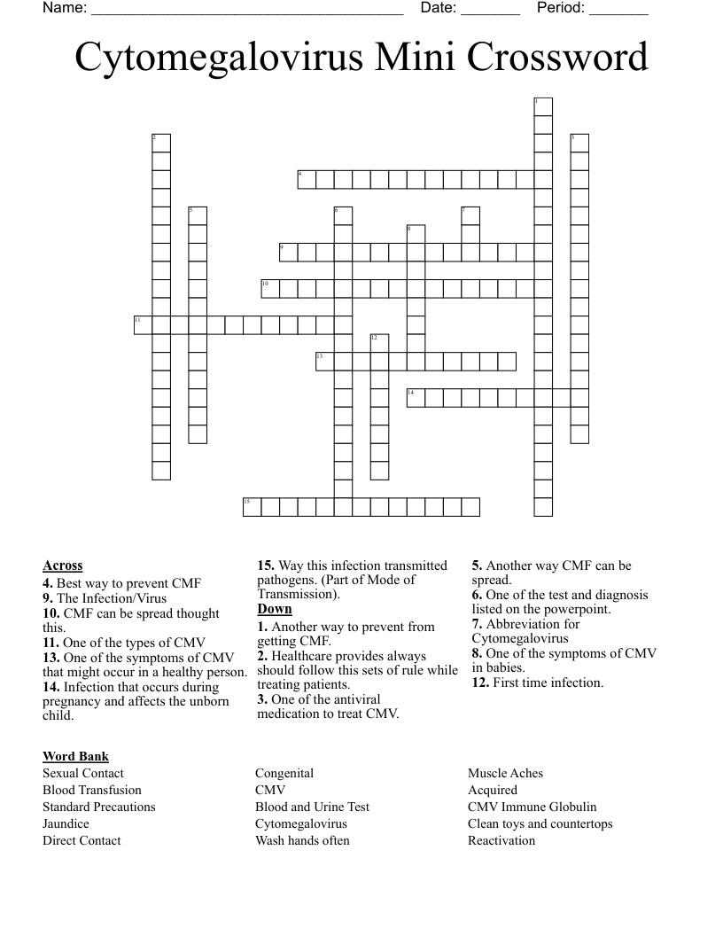 Cytomegalovirus Mini Crossword