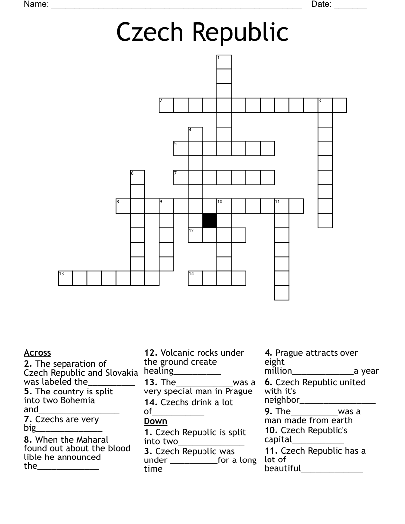 Czech Republic Crossword