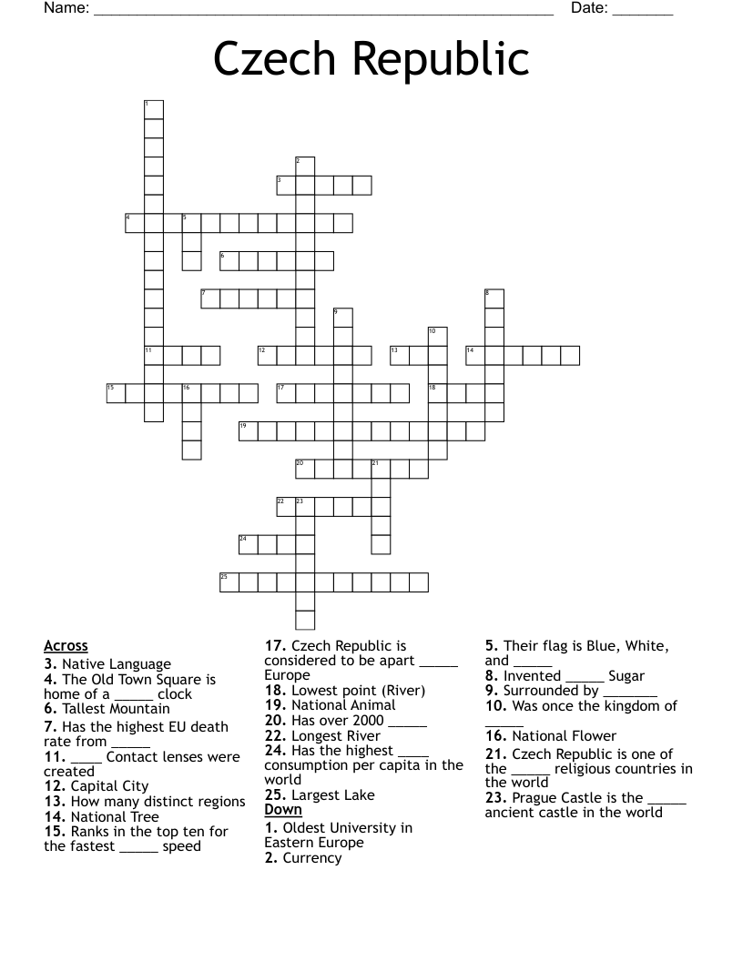 Czech Republic Crossword