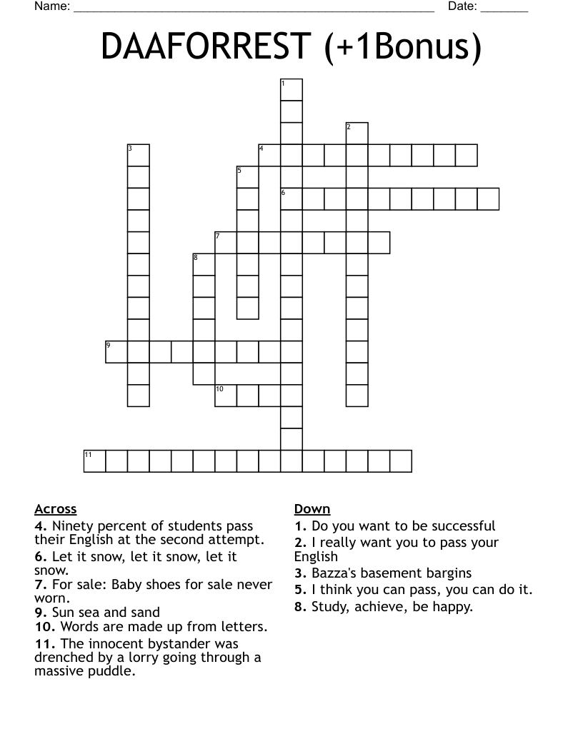 DAAFORREST (+1Bonus) Crossword