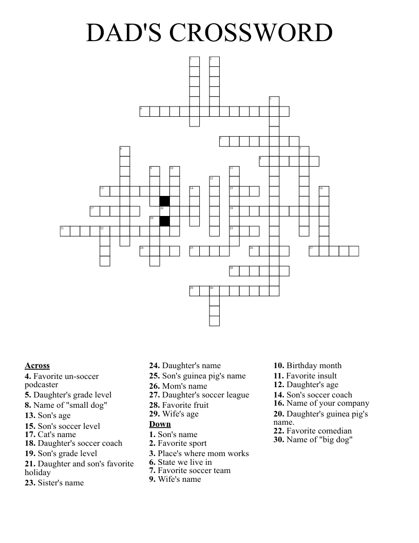 DAD'S CROSSWORD