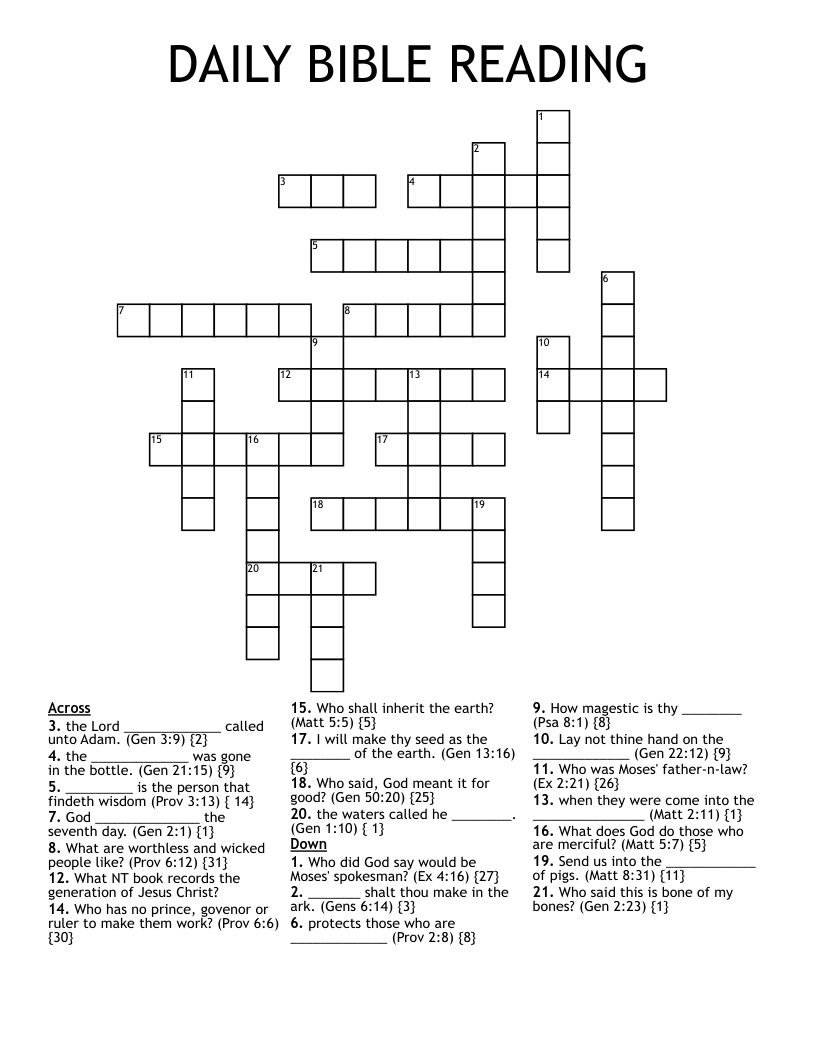 DAILY BIBLE READING Crossword