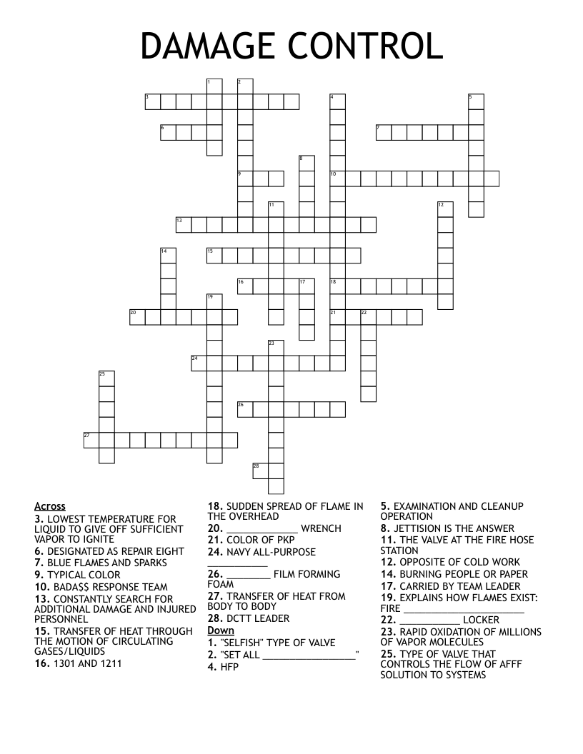 DAMAGE CONTROL Crossword