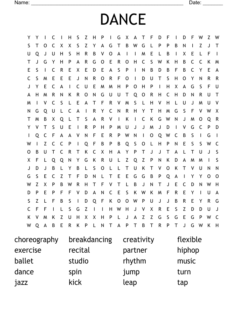 DANCE Word Search