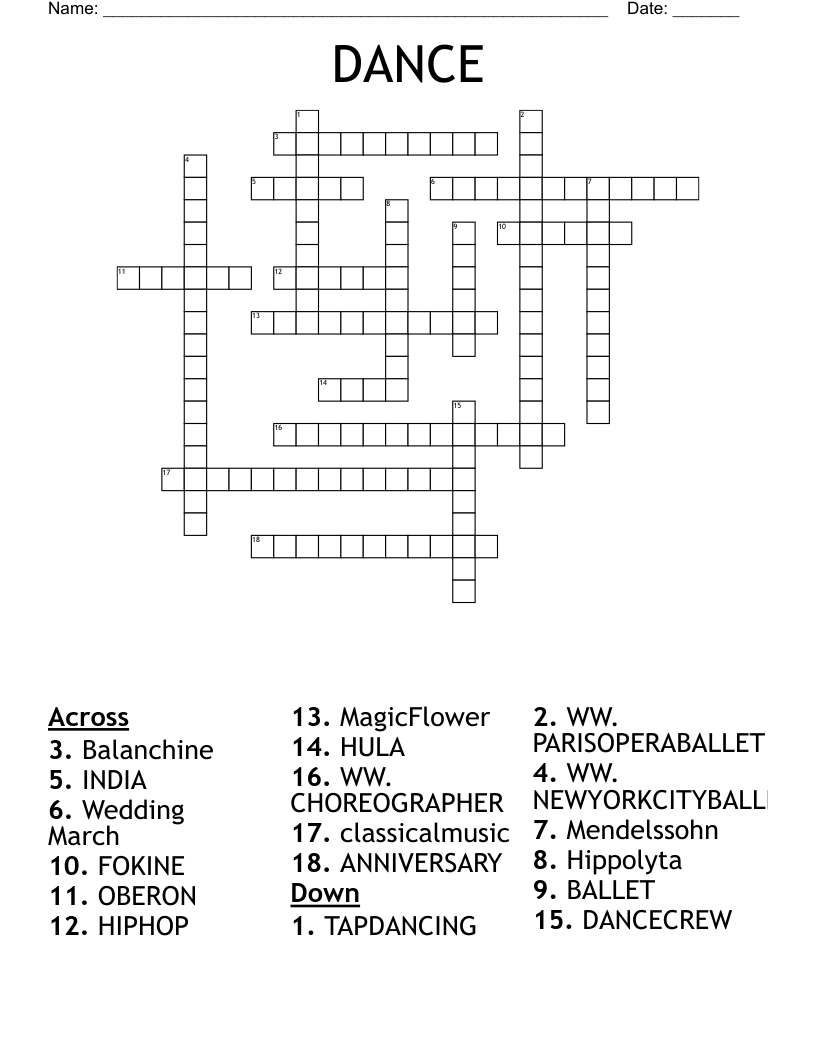 DANCE Crossword