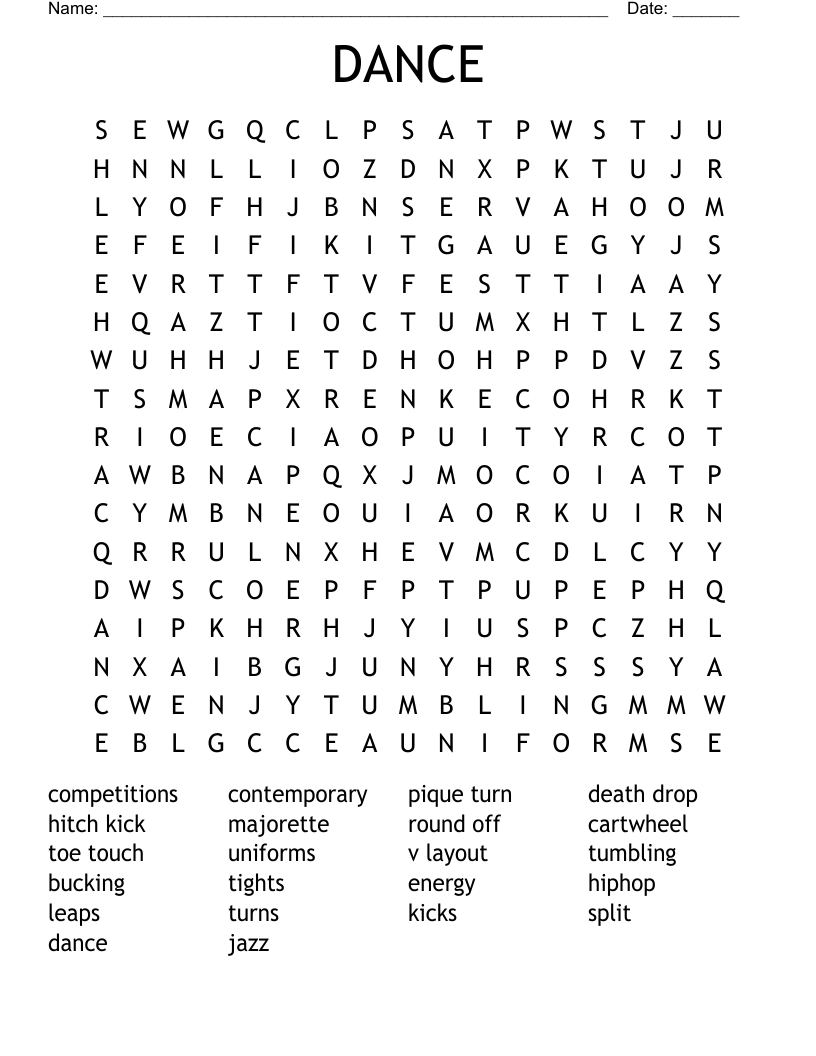 DANCE Word Search