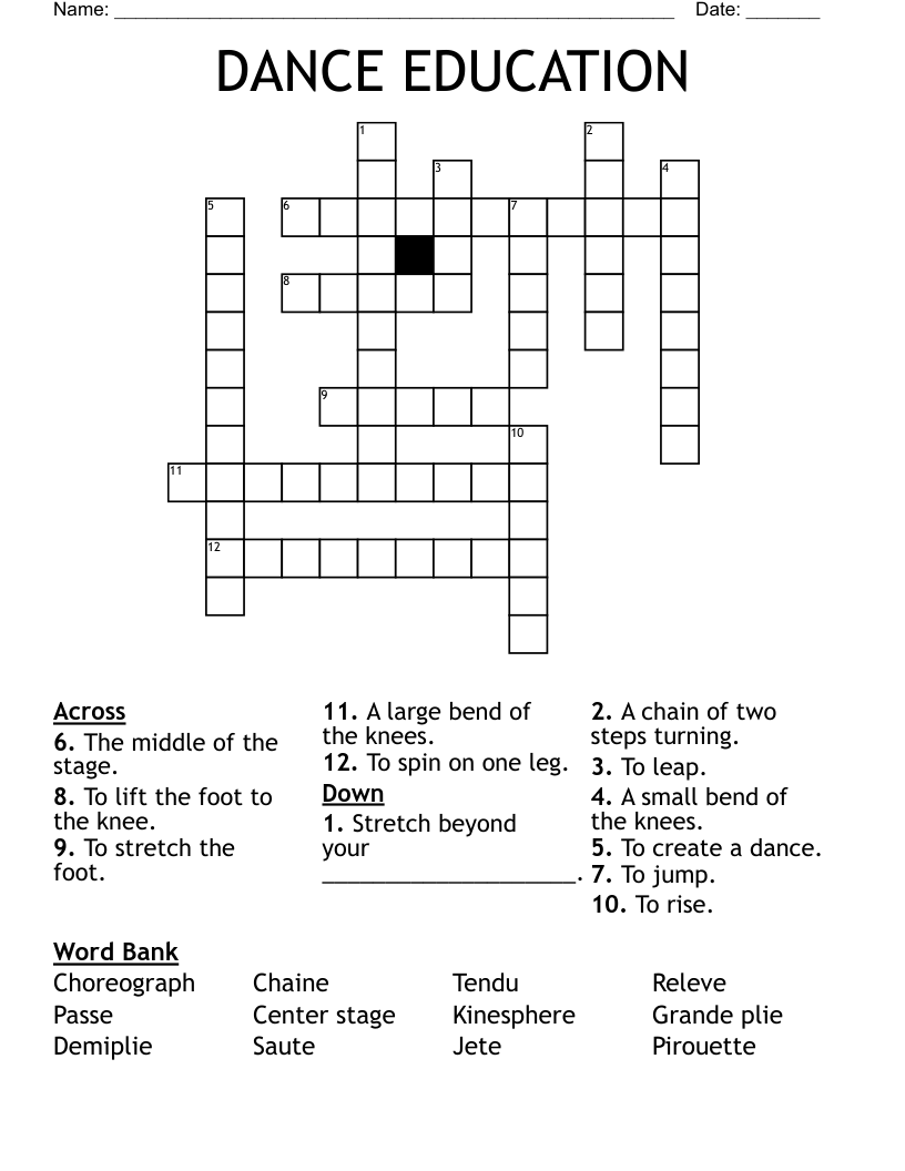 DANCE EDUCATION Crossword