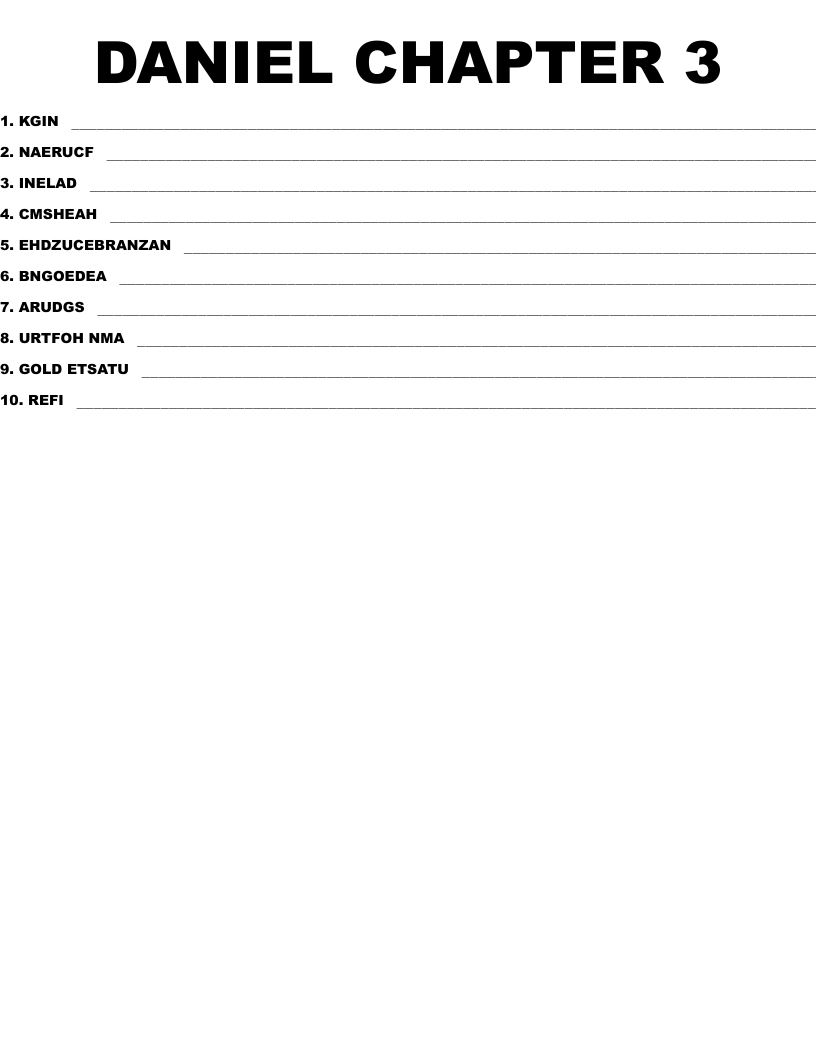 DANIEL CHAPTER 3 Word Scramble