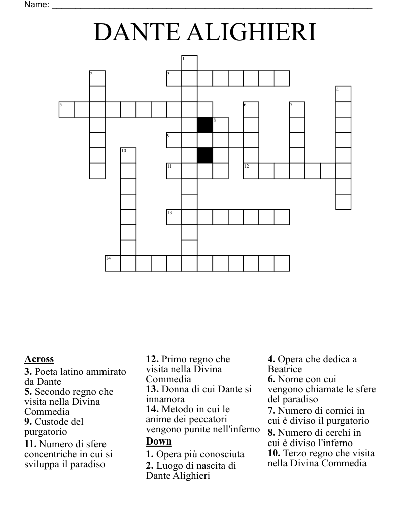 DANTE ALIGHIERI  Crossword