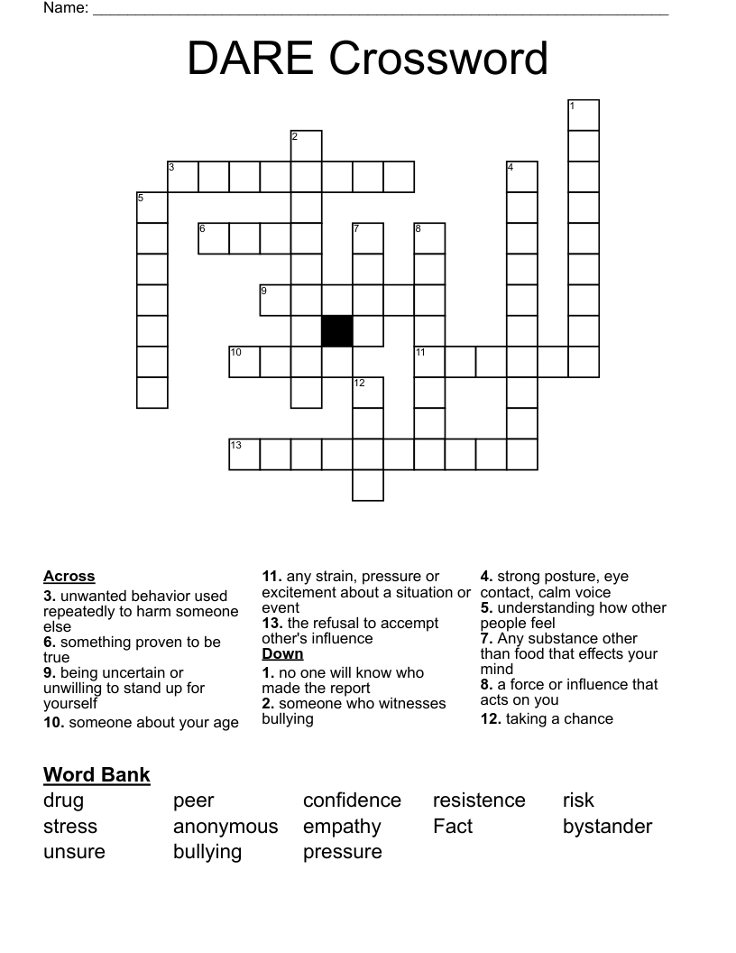 DARE Crossword