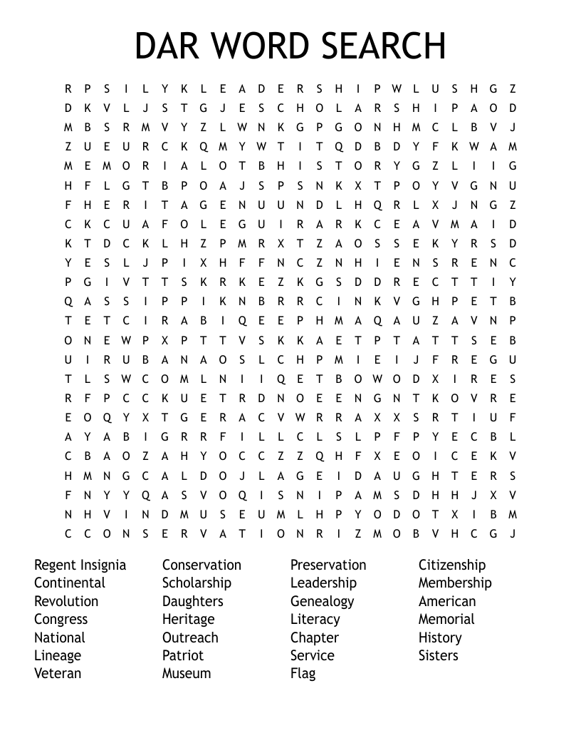 DAR WORD SEARCH