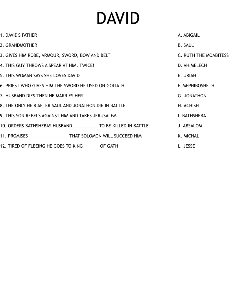 DAVID Worksheet