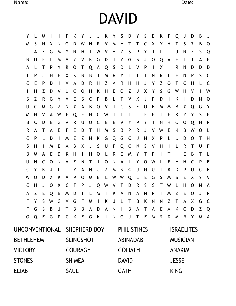 DAVID Word Search
