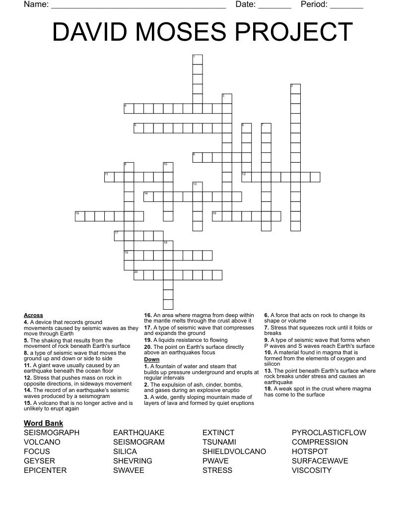 DAVID MOSES PROJECT Crossword