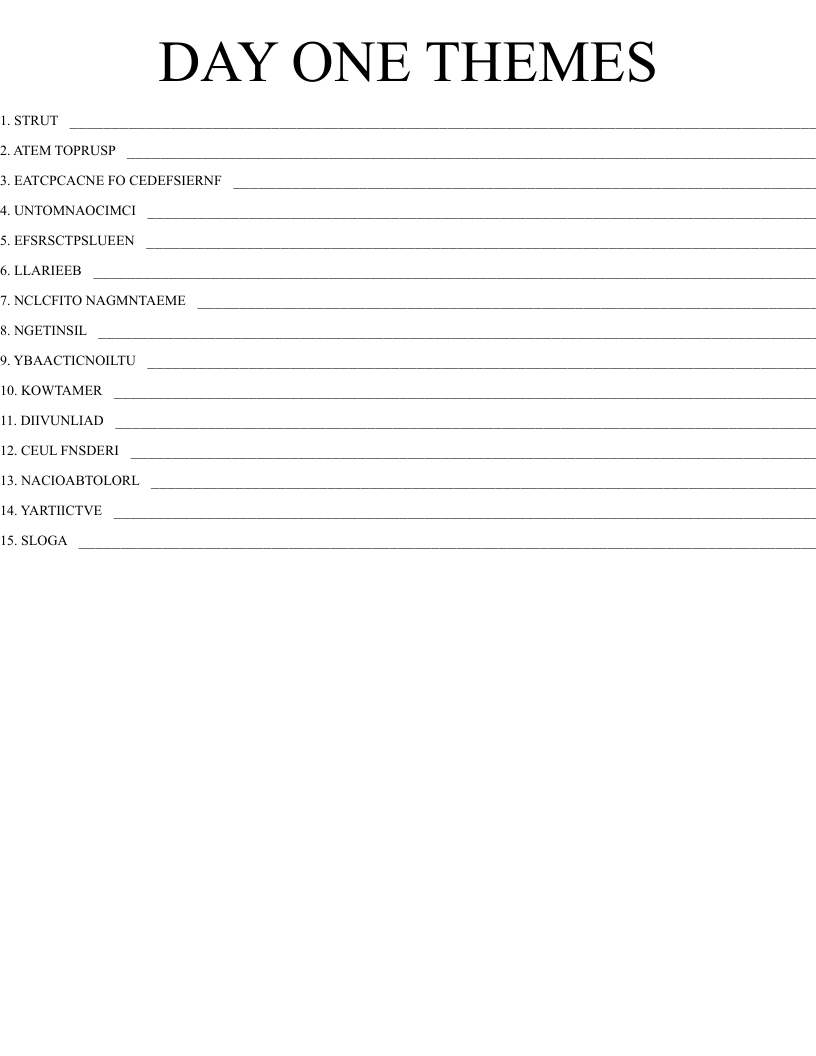 DAY ONE THEMES
