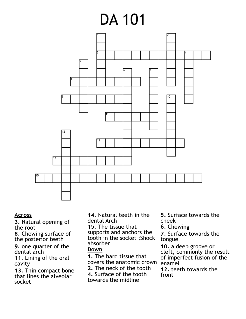 DA 101 Crossword