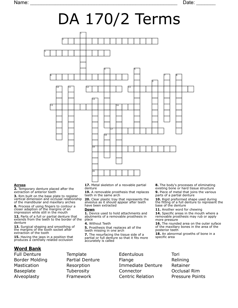 DA 170/2 Terms Crossword