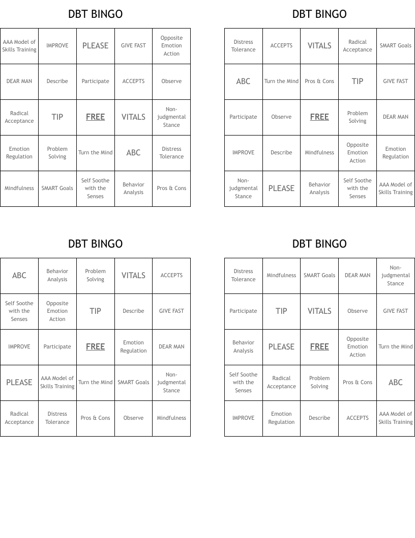 DBT BINGO
