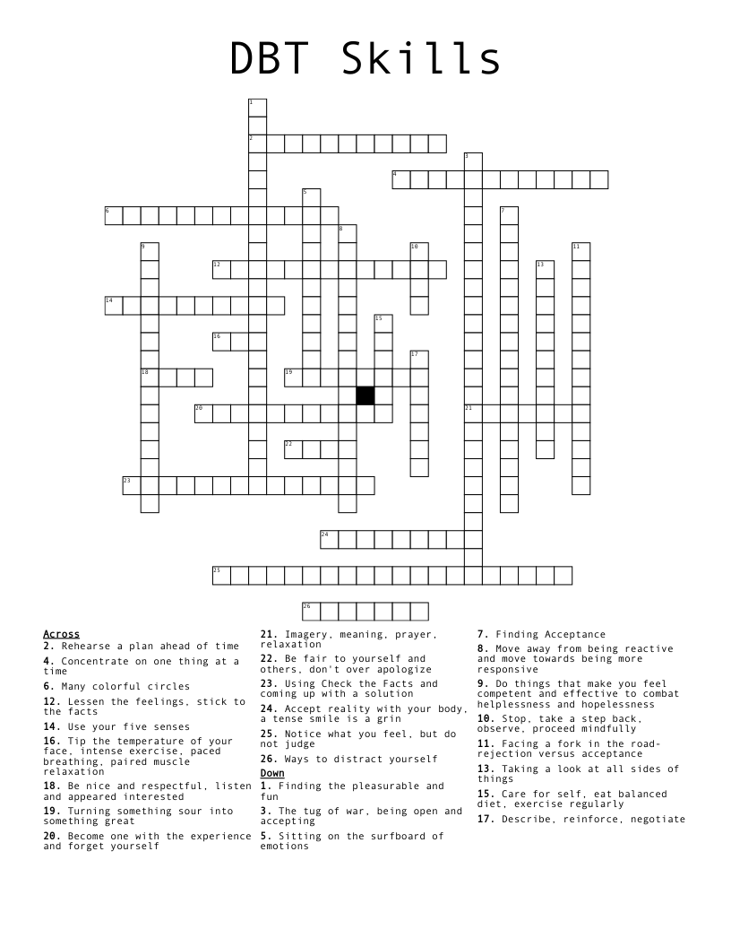 DBT Skills Crossword