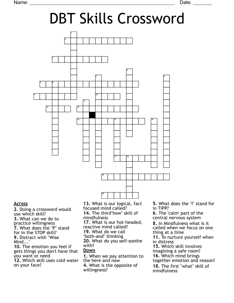 DBT Skills Crossword