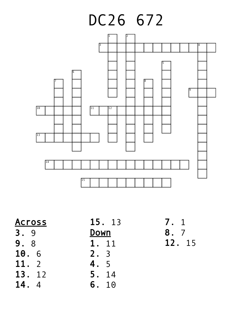 DC26 672 Crossword
