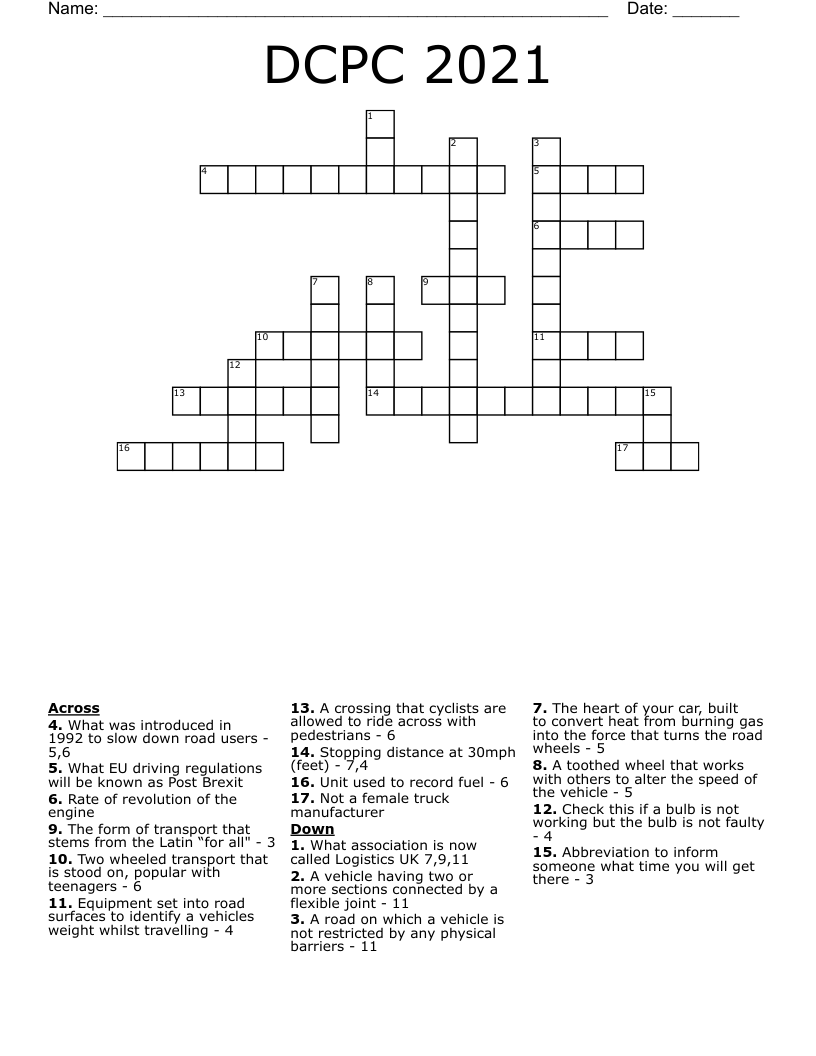 DCPC 2021 Crossword
