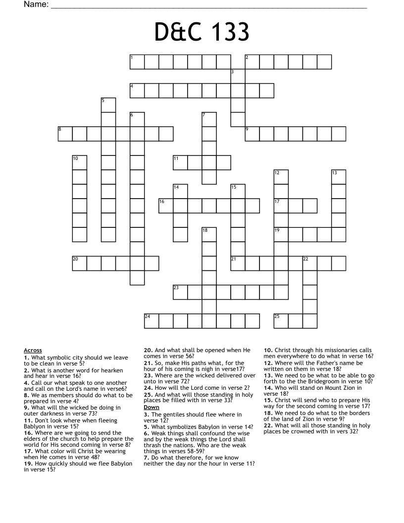 D&C 133 Crossword