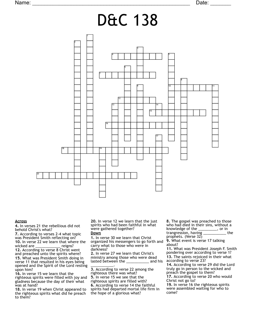 D&C 138 Crossword