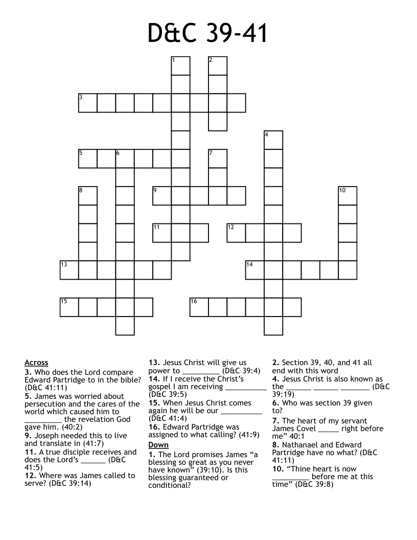 D&C 39-41 Crossword