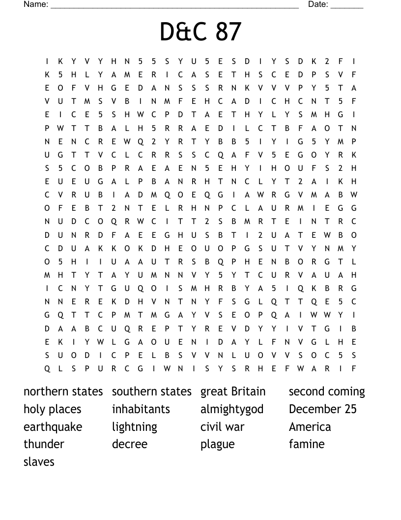 D&C 87 Word Search