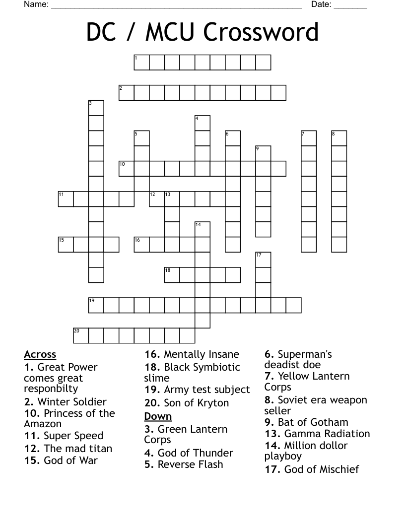 DC / MCU Crossword