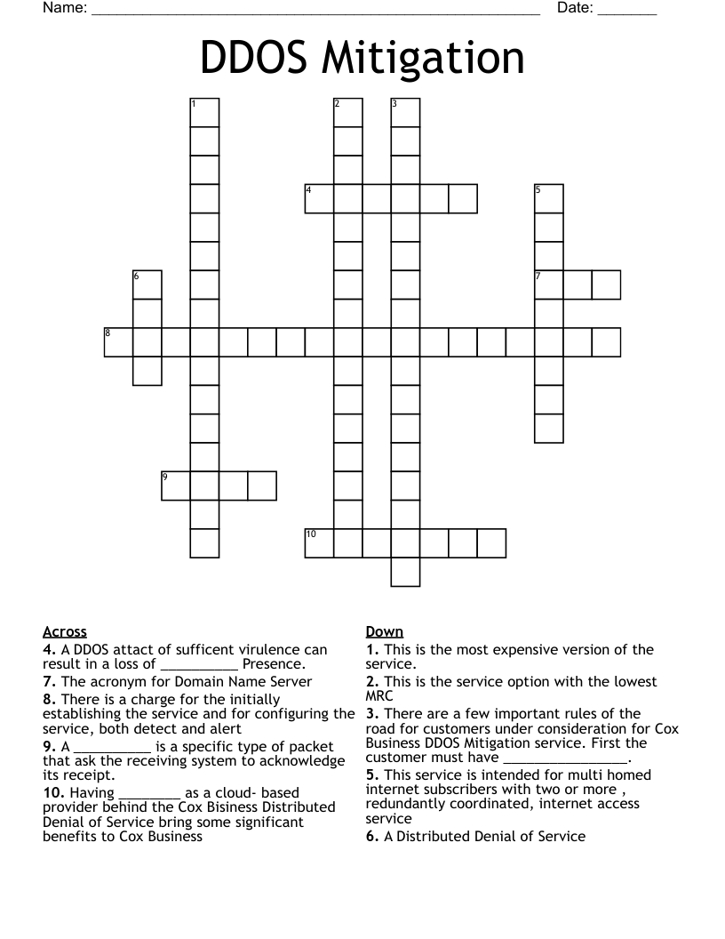 DDOS Mitigation Crossword
