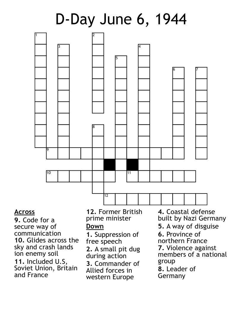 D-Day June 6, 1944 Crossword