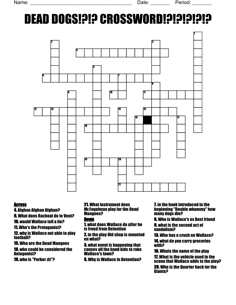 DEAD DOGS!?!? CROSSWORD!?!?!?!?!?
