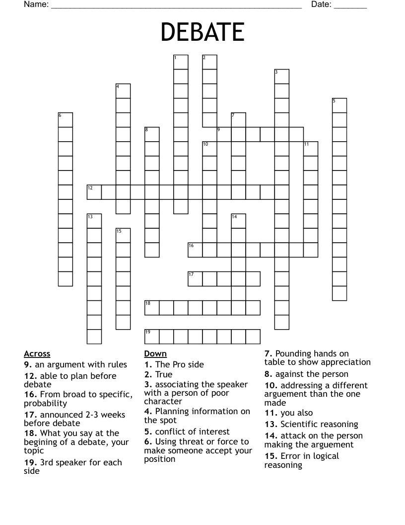 DEBATE Crossword