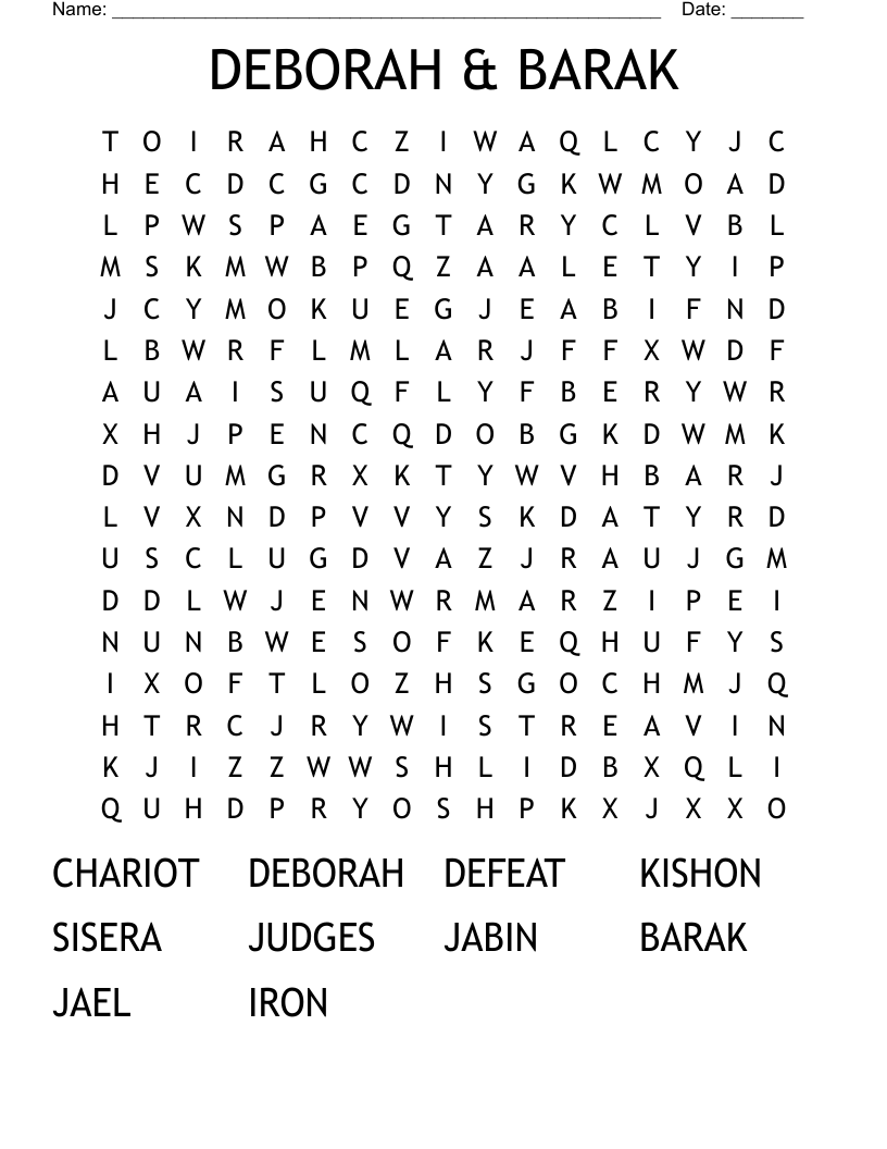 DEBORAH & BARAK Word Search