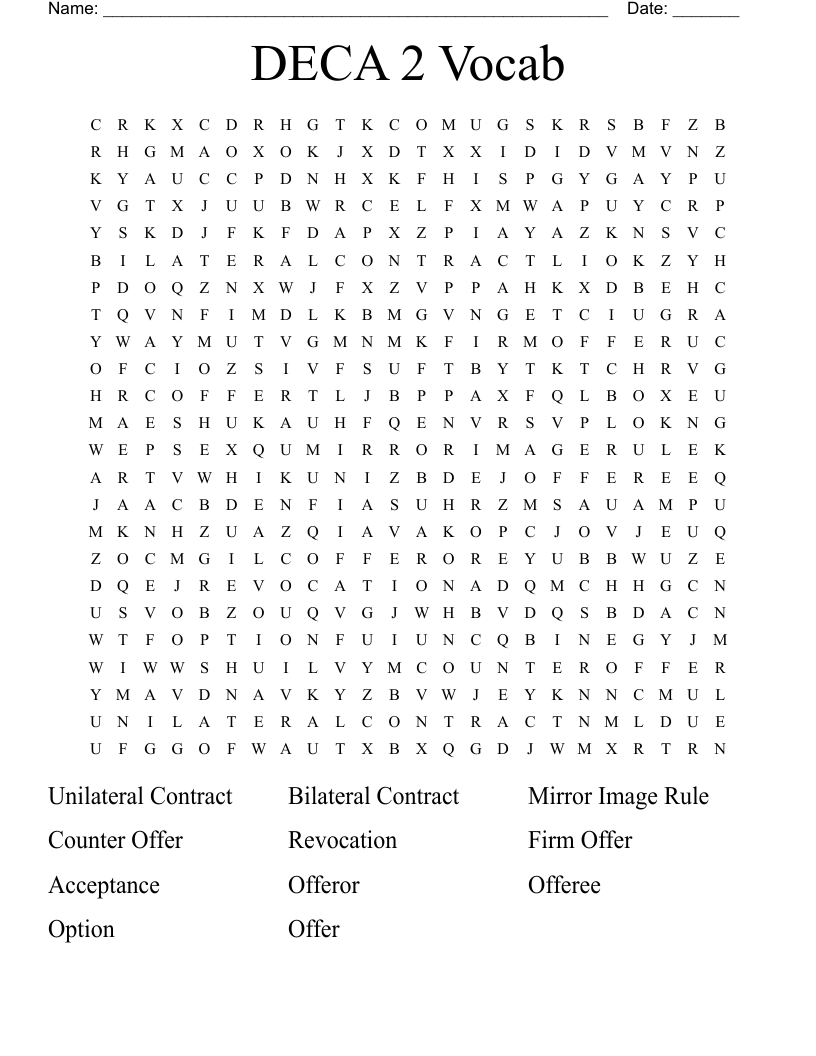 DECA 2 Vocab  Word Search