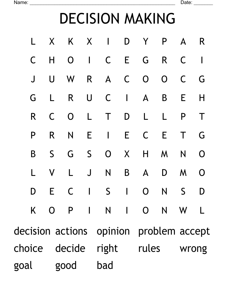 DECISION MAKING Word Search