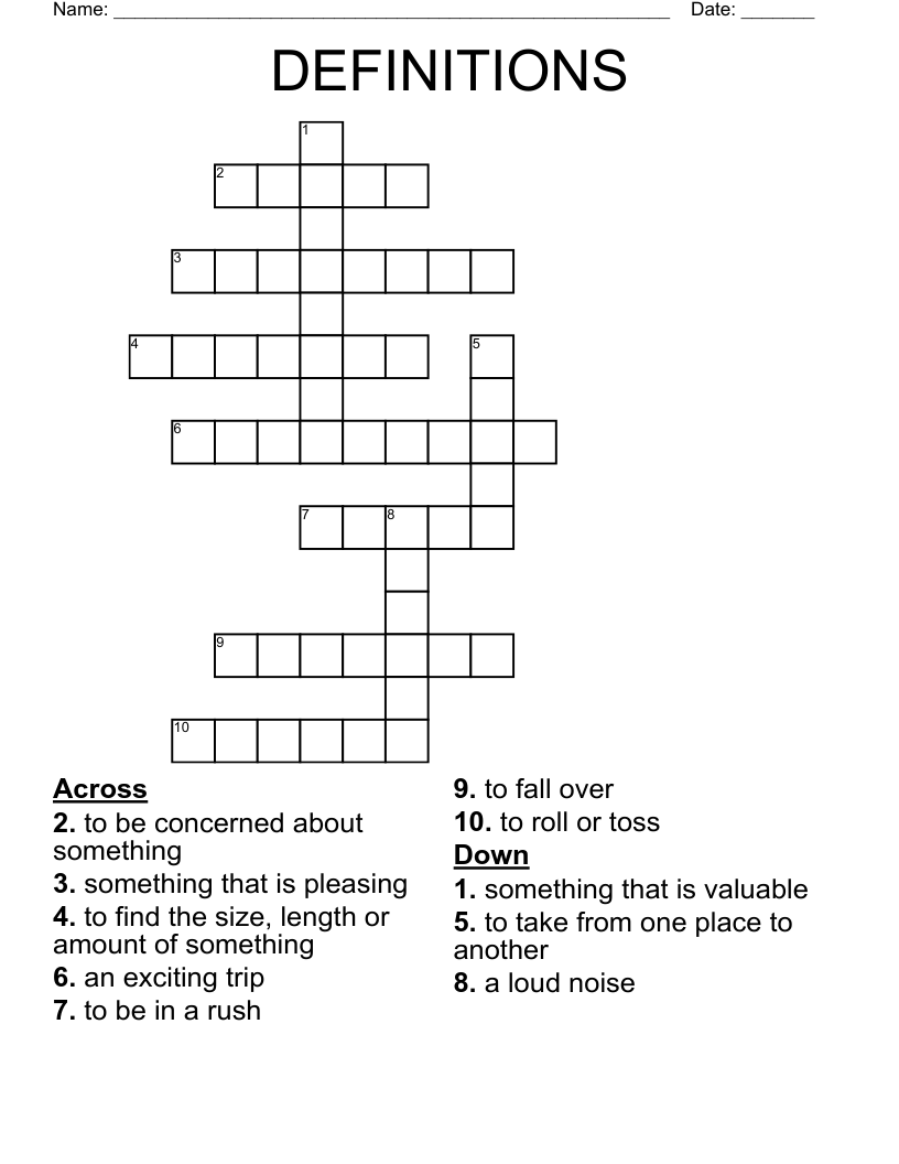 DEFINITIONS  Crossword