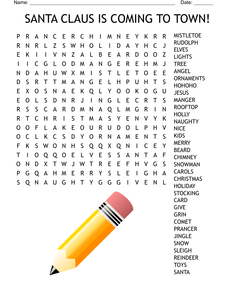 SANTA CLAUS IS COMING TO TOWN! Word Search