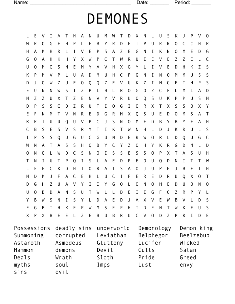 DEMONES  Word Search